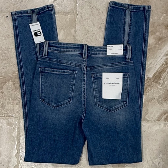 NWT Flying Monkey High Rise Split Straight Stretch Jean (Size 25) - Picture 7 of 8